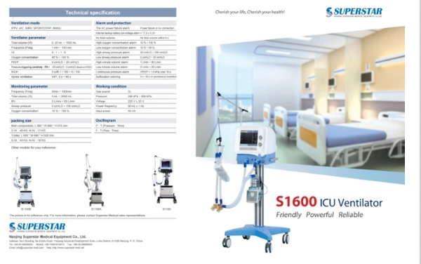 SuperStar ICU Ventilator Model: S-1600